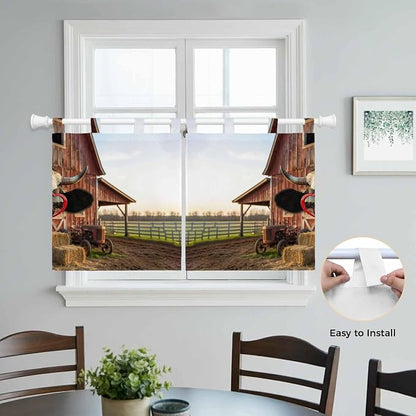 Farm Cows Kitchen Curtains 24 Inch Length, Small Window Curtains Tab Top - Image 4