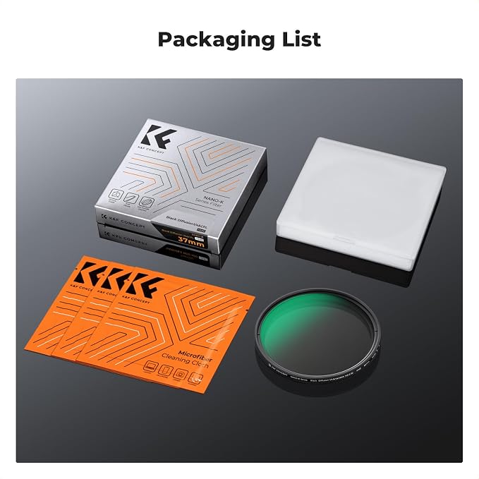 K&F CONCEPT 77mm Black Diffusion Mist 1/4 & Variable ND2-32 in-1 Filter - Image 7