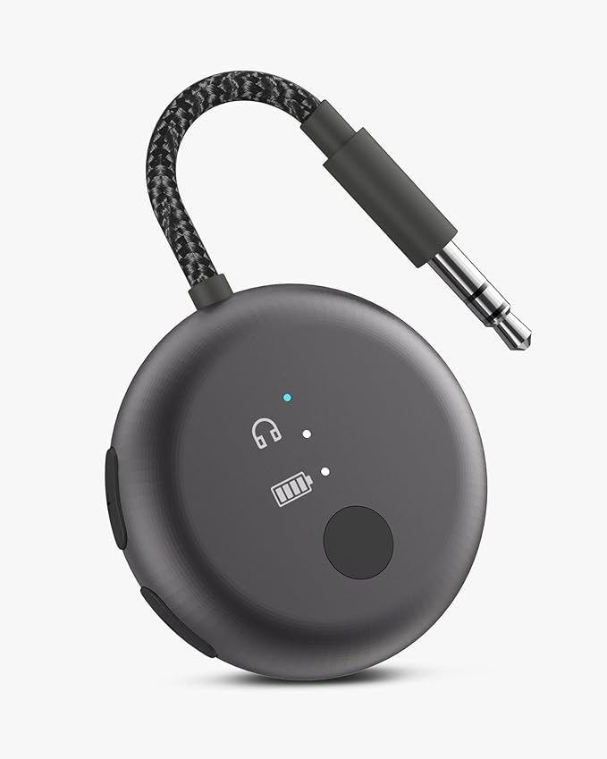 Avantree SoundJet R1 – 25Hr Airplane Bluetooth Adapter for All AirPods (Pro/Max) with Qualcomm Chipset & aptX Adaptive, Wireless Audio Transmitter for Flight Travel, Works with Bose & Other Headphones