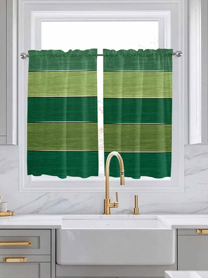 Farm Retro Green Wood Grain Window Valance Curtains, Rustic Wooden Plank by IDOWMAT