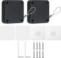 PATIKIL Punch-Free 1000g Automatic Sliding Screen Door Closer, Multifunctional Storm Sensor Door Closer with Steel Drawstring for Bedroom Storm Bathroom Study Room, Black 2Pcs