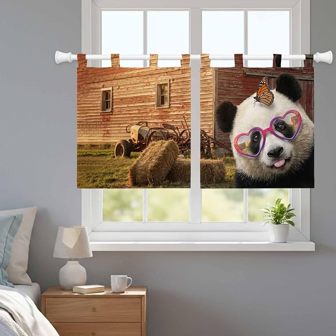 Farm Panda Kitchen Curtains 36 Inch Length, Small Window Curtains Tab Top - Image 9