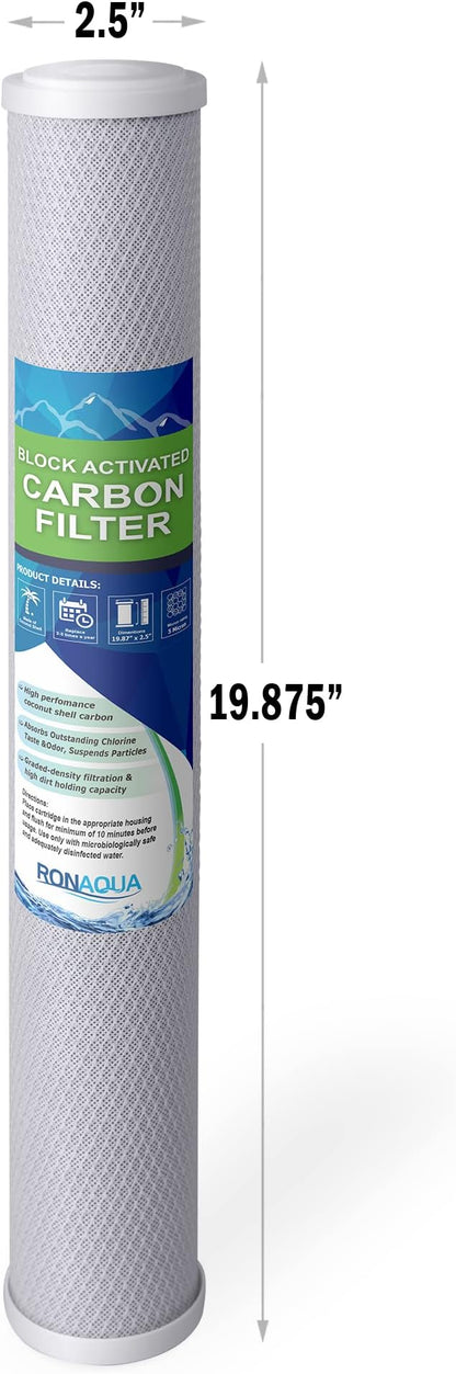 Standard Whole House Coconut Shell Carbon Block 5 Micron Water Filter 20” x - Image 2