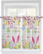 Happy Easter Tier Curtains 45 Inches Long, Spring Watercolor Bunny Eggs Flower by Unknown