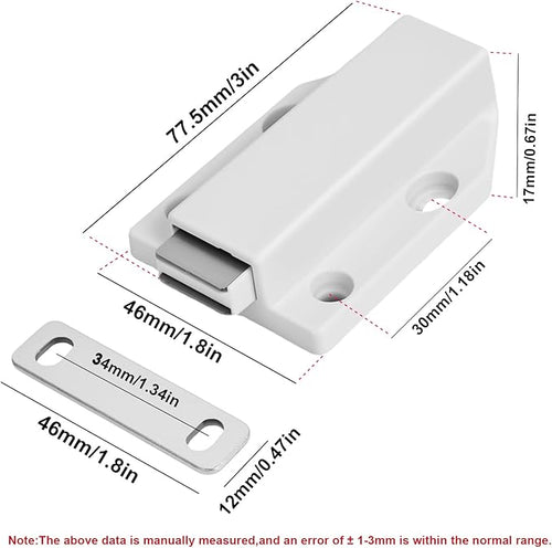 16 Pack Magnetic Push Latch,Heavy Duty Magnetic Touch Latch,for Push to Open Cabinet or Kitchen Drawer, Kitchen Door,on Strong Pop Out (White - 2.7 inch, 16 Pack)
