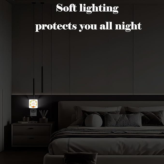 FSHVQKD Hello Autumn Night Light,Plug Into Wall with Dusk to Dawn Light Sensors, Warm Nightlights for Bedroom, Bathroom, Hallway, Kitchen, Gifts Ideal for Boys Girls Women Men