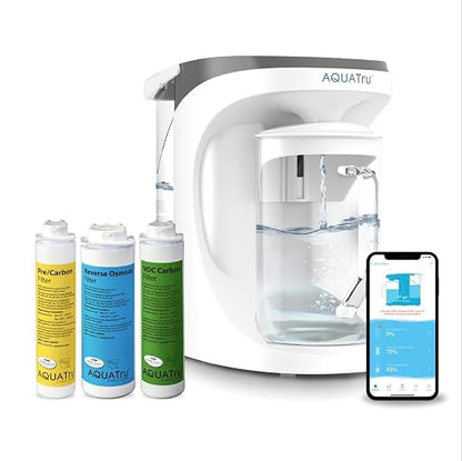 AquaTru Carafe Smart Countertop Water Purifier | App-Connected 4-Stage Reverse by AQUATRU