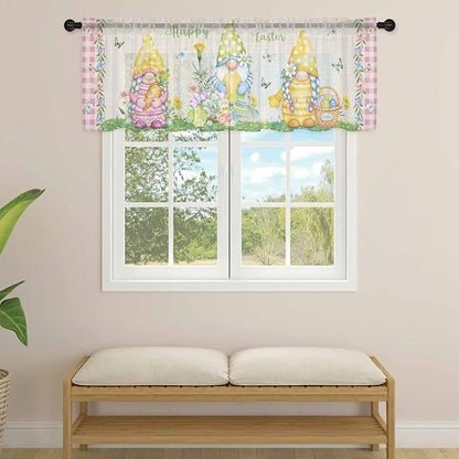Easter Sheer Valances for Windows 60"x18", Light Filtering Kitchen Curtains - Image 4