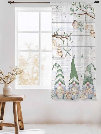 Sheer Curtains 63 Inch Length, Sage Green Gnomes Semi Sheer Curtains Light - Image 3