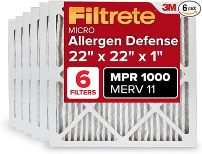Filtrete 22x22x1 AC Furnace Air Filter, MERV 11, MPR 1000, Micro Allergen by Filtrete
