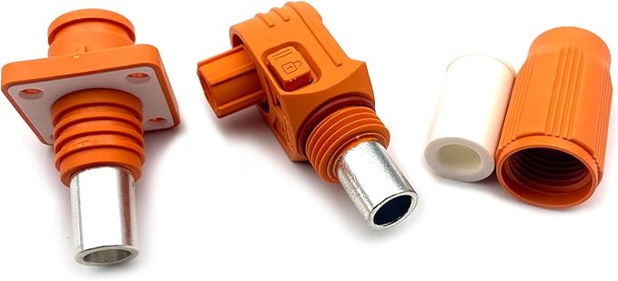 1 Set Battery Energy Storage Connector, 150A High Current Connectors Quick Plug Terminal Orange Right Angle Plug and Socket IP67 Waterproof Power Adapter Crimping 35mm² Wiring (1500V)