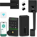 CINOP Smart Locks for Front Door with Handle Set, App Control, WiFi Front Door Lock Electronic Screen+WiFi Gateway, Keyless Entry Door Lock Fingerprint Deadbolt, Auto Lock (Black)