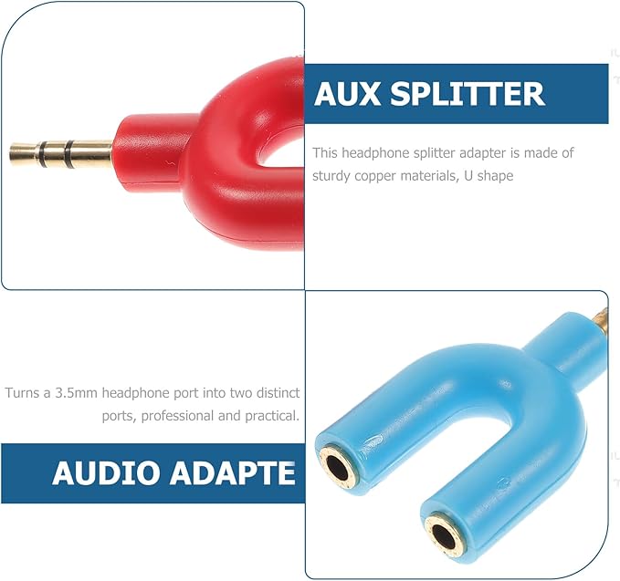 COHEALI 6pcs Audio Splitter Adapter to Headphone Splitter for Laptop Tablet Stereo Aux Cable with Strong Signal Transmission for Sharing Music and Movies with Partner