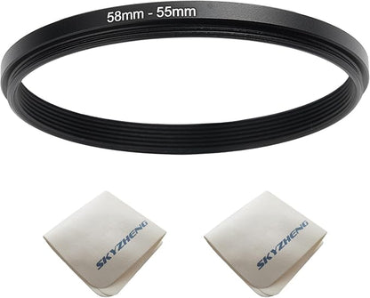 58mm Lens to 55mm Camera Lens Adapter 58mm to 55mm Step Down Ring Adapter Ring by SKYZHENG