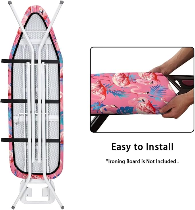 ZCFYGDX Flamingo Palm Leaf Print Ironing Board Covers (18 x 58 in) Hook & Loop Elastic Edge Easy to Install, Scorch Resistant,Lightweight & Breathable Anti-Slip & Wear-Resistant Home Size-2XL