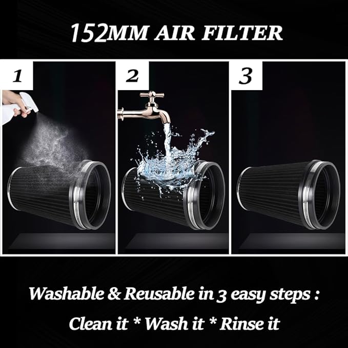 MUGE RACING 6" 152 mm High Flow Inlet Air Filter, Air Intake Cone Filter - Image 4