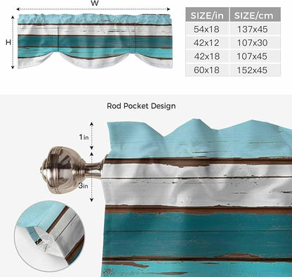 Turquoise Teal Tie Up Valance Curtains - Image 6