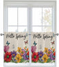 Spring Flowers Half Window Curtains 24 Inches Long, Farmhouse Vintage Country by Unknown