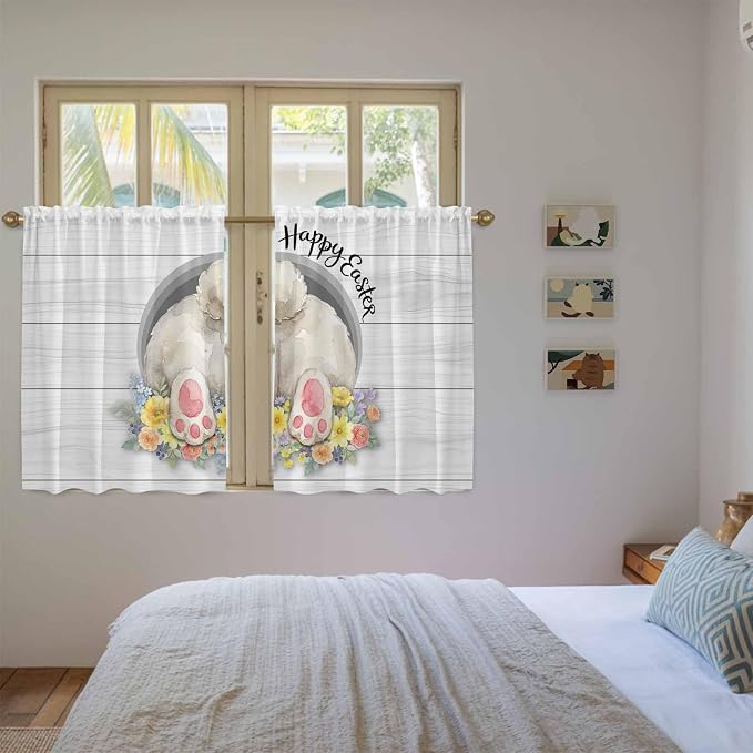 Easter Bunny Kitchen Curtains 54 Inch Long 2 Panel Set, Rod Pocket Window - Image 4