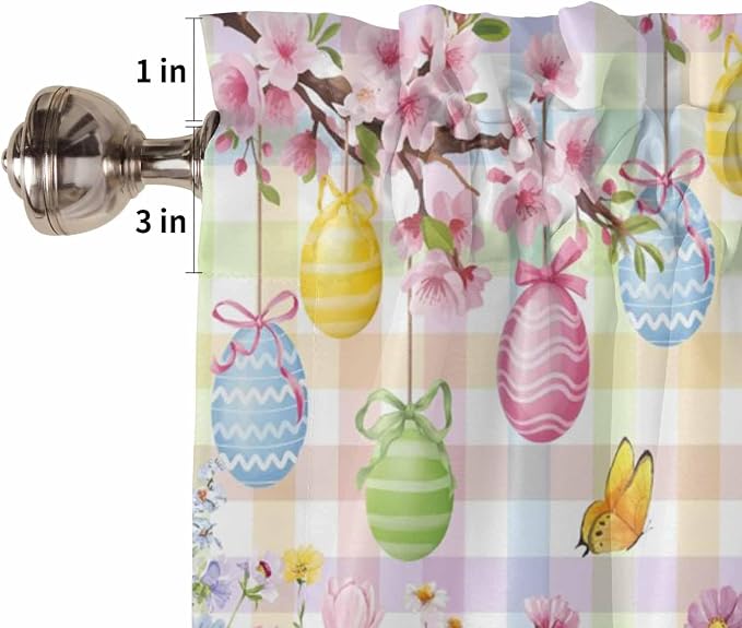 Happy Easter Bedroom Curtains 63 Inches length, Spring Bunny Colorful Eggs - Image 6