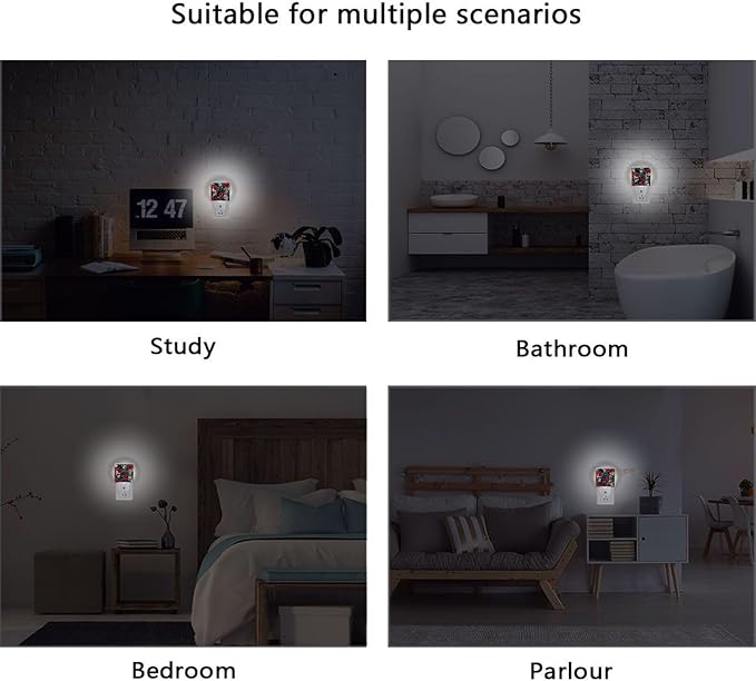 Pigsaly Led Night Light Halloween Sugar Skulls Pink Blue Roses Night Light Plug in Wall Lamp Smart Dusk to Dawn Sensor Nightlight Led Lamp Energy Saving Lights Gift for Kids Room Bedroom Bathroom Hal