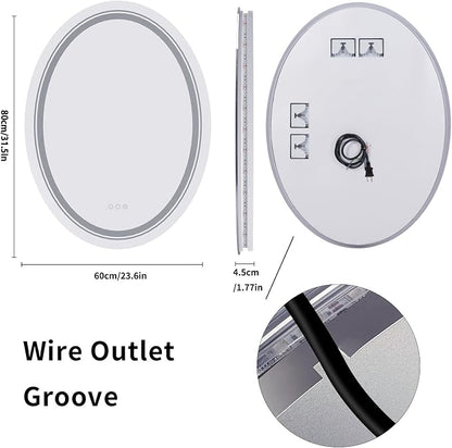 LUVODI Lighted LED Bathroom Mirror: 32”x24” Oval Wall Mounted Makeup Mirror - Image 8