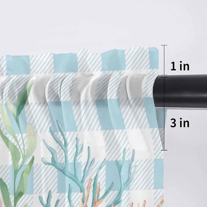 Summer Beach Sheer Valance Curtains, Ocean Colorful Coral Shell Seaweed - Image 7