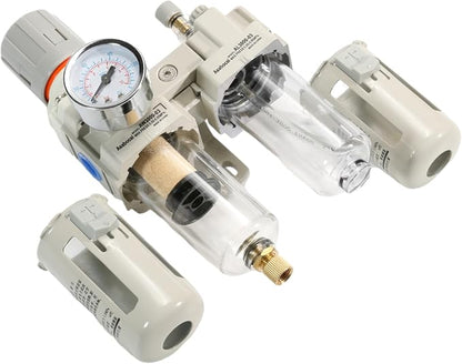 3/8" NPT Compressed Air Filter Regulator Lubricator Combo, Water/Oil Trap - Image 4