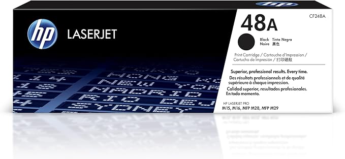 HP 48A Black Toner Cartridge | Works Laserjet Pro M15, M16 Series, Laserjet Pro MFP M28, M29 Series | CF248A