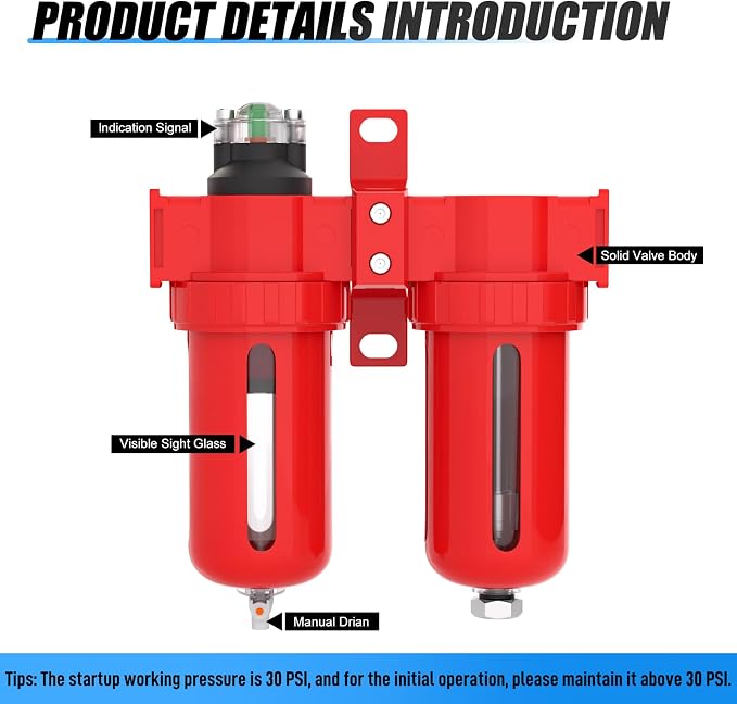 1/2" NPT Aluminium Air Drying System, Coalescing Filter, Desiccant Dryer and - Image 4