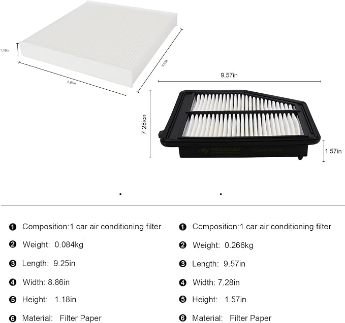 Cabin & Engine Air Filter kit for Honda Odyssey 3.5L Replaces 17220-RV0-A00 - Image 2