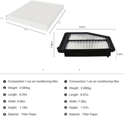 Cabin & Engine Air Filter kit for Honda Odyssey 3.5L Replaces 17220-RV0-A00 - Image 2