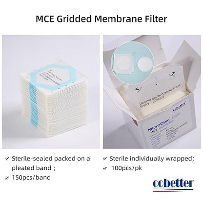 100Pack MCE Gridded Membrane Filter 47mm 0.45μm Mixed Cellulose Esters Membrane - Image 3