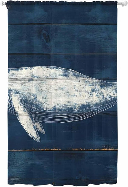 Sheer Curtains 84 Inches Long, Summer Whale Semi Sheer Curtains Light Filtering by Unknown