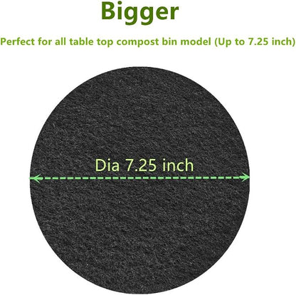 Kitchen Compost Bin Charcoal Filter 7.25 Inch Diameter Extra Thicker & - Image 2