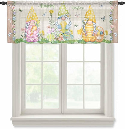 Easter Sheer Valances for Windows 42"x12", Light Filtering Kitchen Curtains by Unknown