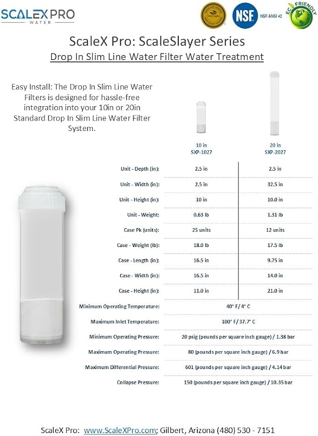 ScaleSlayer 10in Slim Line Drop In, High Capacity Water Filter Replacement - Image 9