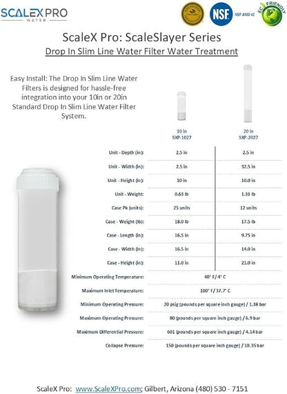 ScaleSlayer 10in Slim Line Drop In, High Capacity Water Filter Replacement - Image 9