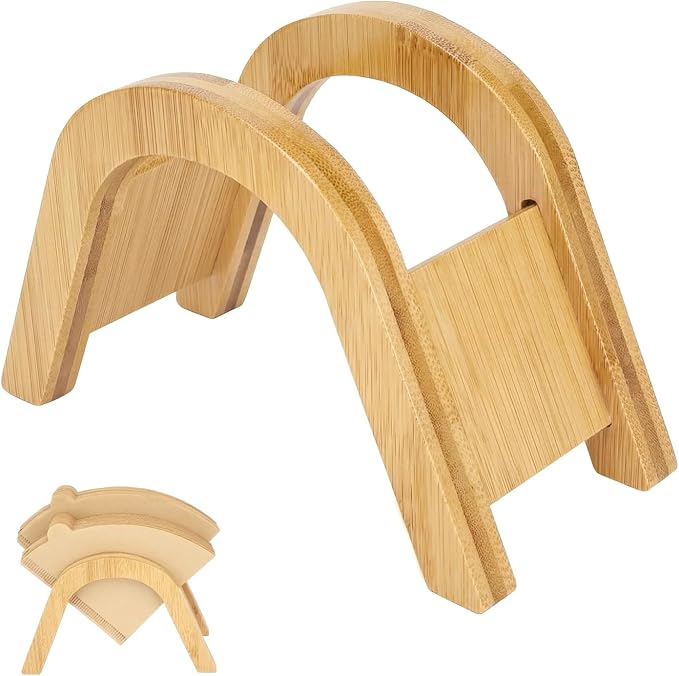Cone Coffee Filter Holder for Counter, Bamboo Coffee Filter Storage Container by Unknown