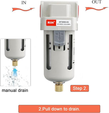 RIH 3/8" NPT Air Dryer for Compressor, Air compressor water separator, air - Image 3