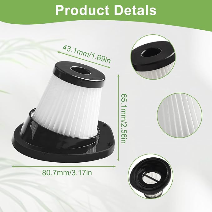 2Pack Vacuum Filter Replacement, Washable and Reusable Handheld Vacuum Filter - Image 2
