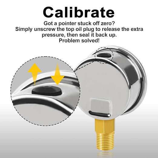 0-150 PSI Pressure Gauge, Liquid-Filled, Stainless Steel Case, Brass Internals - Image 6