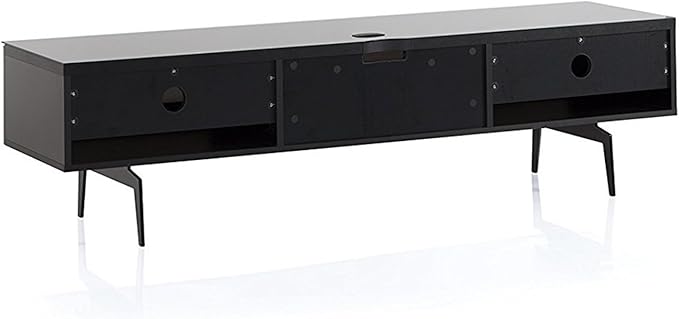 SONOROUS ST-360 Premium TV Stand for Living Room – Modern TV Stands & Entertainment Center with Storage – Black Wood & White Glass Cover – Luxury Media Console with Metal Legs for TVs up to 75 inches