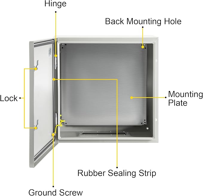 VEVOR NEMA Steel Enclosure, IP66 Waterproof & Dustproof, Outdoor/Indoor - Image 9