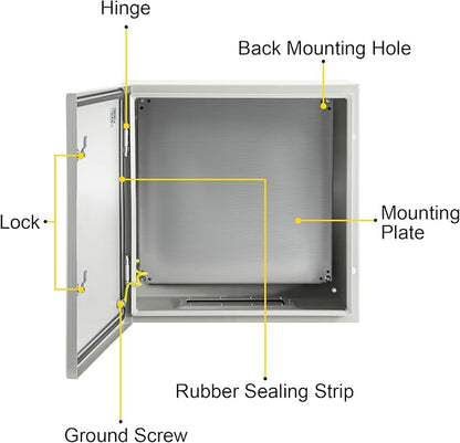 VEVOR NEMA Steel Enclosure, IP66 Waterproof & Dustproof, Outdoor/Indoor - Image 9