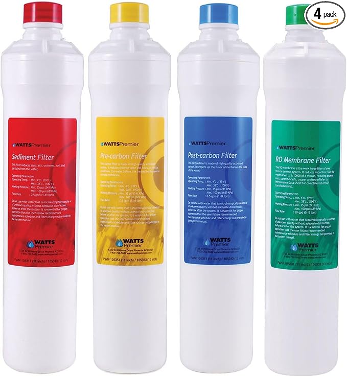 Watts Premier 1R-1Y-1B-1G RO-Pure Push Button Replacement Filter Kit by WattsPremier