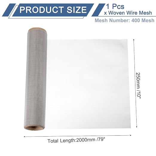 uxcell 400 Mesh 79" x 10" Woven Wire Mesh, 316 Stainless Steel Air Vent Filter - Image 2