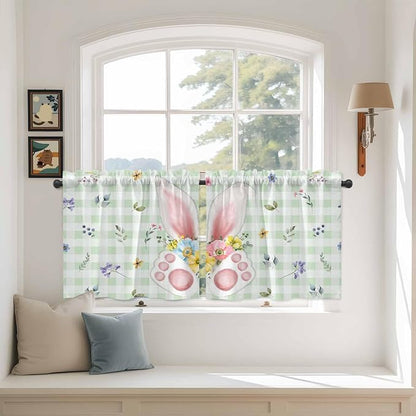 Easter Kitchen Tier Curtains 36 Inch Long 2 Panel Set, Rod Pocket Half Window by Unknown