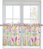 Happy Easter Half Window Curtains 24 Inches Long, Spring Bunny Colorful Eggs by Unknown