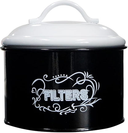 SOTECH Coffee Filter Holder Storage Metal Box Black Container Organizer Round by SOTECHLLC